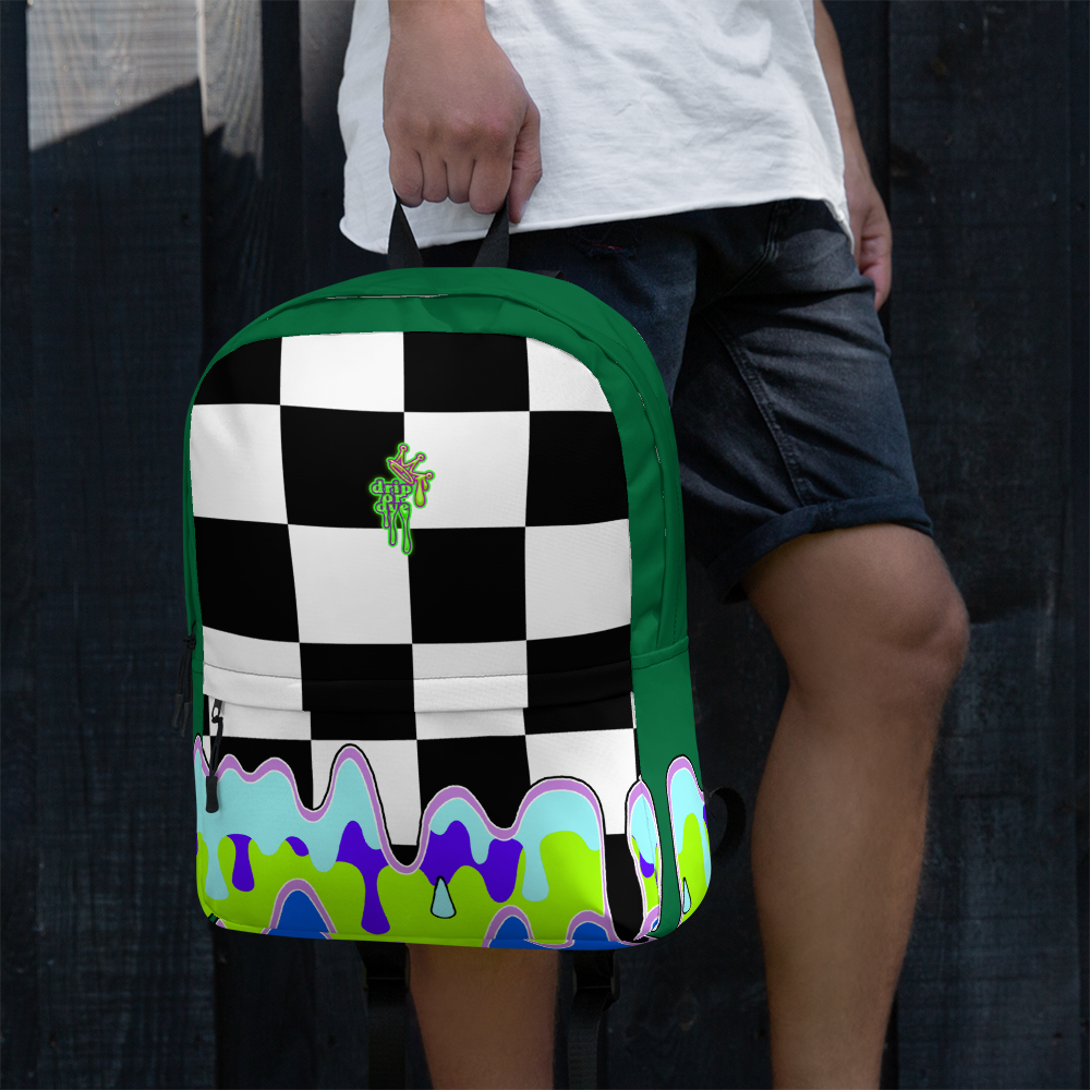 DRIP OR DYE | Checker Drip Backpack Pine Forest Green
