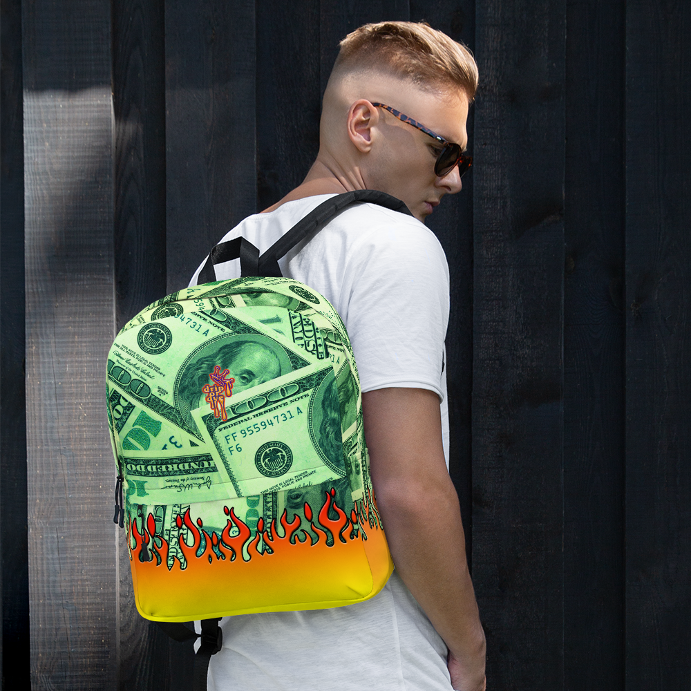 DRIP OR DYE | Money Flames Cash 2 Burn Bag of Money Manifest Backpack Lava Guap
