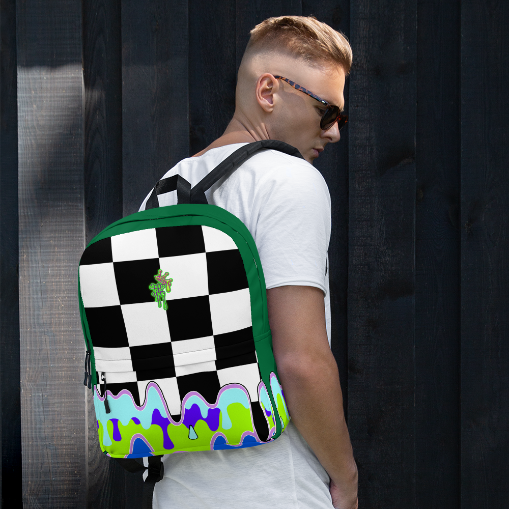 DRIP OR DYE | Checker Drip Backpack Pine Forest Green