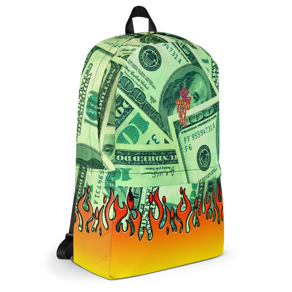 DRIP OR DYE | Money Flames Cash 2 Burn Bag of Money Manifest Backpack Lava Guap