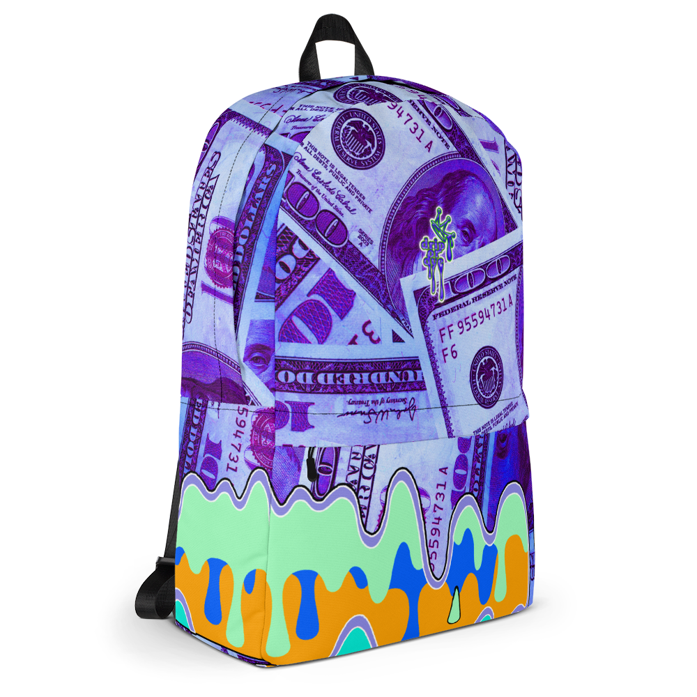 DRIP OR DYE | Cash Drip Dirty Money Made Clean Bag of Money Manifest Backpack Purple Money BlueFace