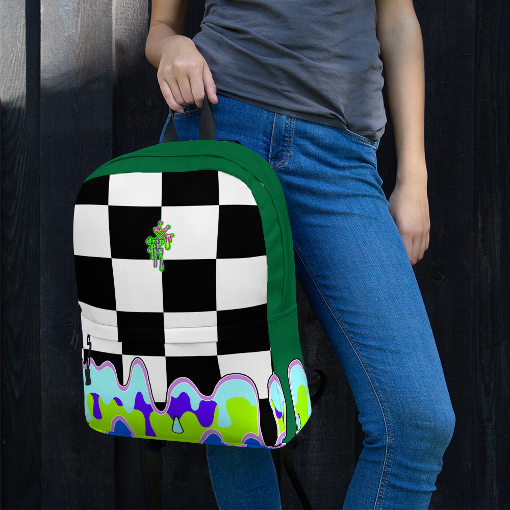 DRIP OR DYE | Checker Drip Backpack Pine Forest Green