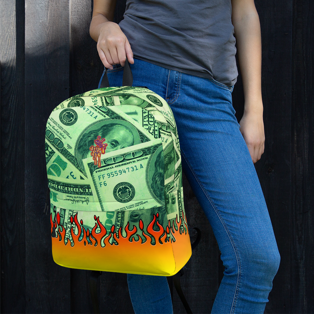 DRIP OR DYE | Money Flames Cash 2 Burn Bag of Money Manifest Backpack Lava Guap