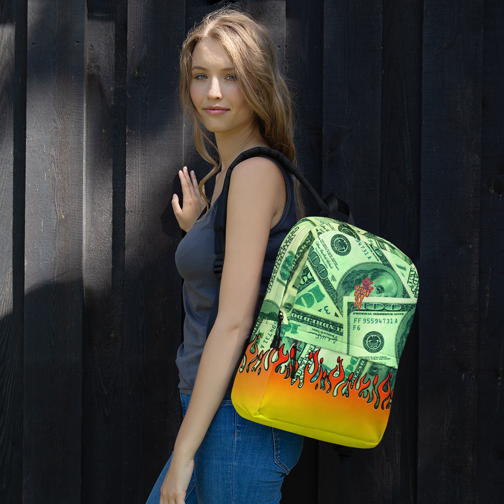 DRIP OR DYE | Money Flames Cash 2 Burn Bag of Money Manifest Backpack Lava Guap