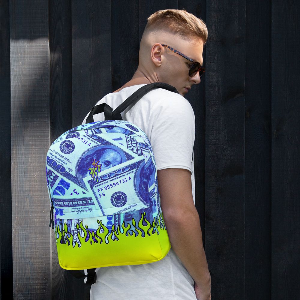 DRIP OR DYE | Money Flames Cash 2 Burn Bag of Money Manifest Backpack Alien Blueface