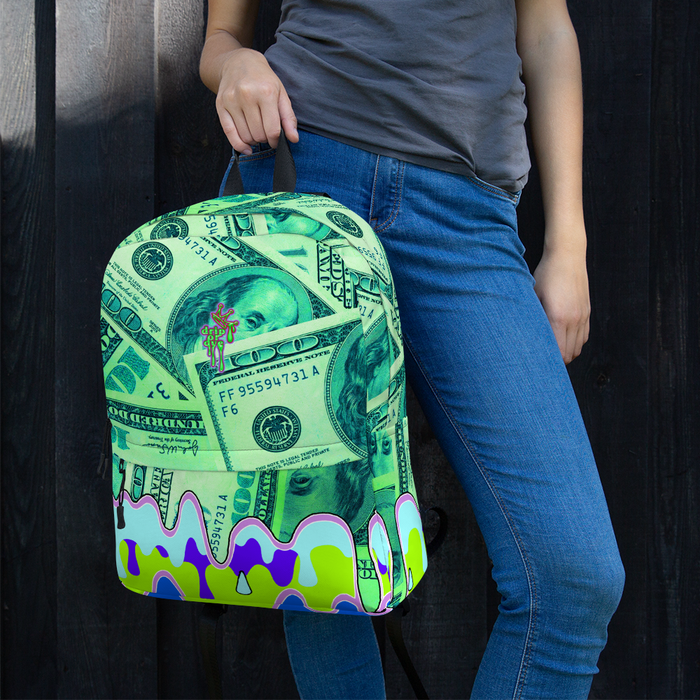DRIP OR DYE | Cash Drip Dirty Money Made Clean Bag of Money Manifest Backpack Monsta Neon Green