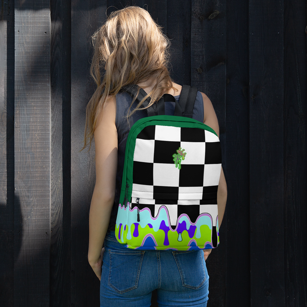 DRIP OR DYE | Checker Drip Backpack Pine Forest Green