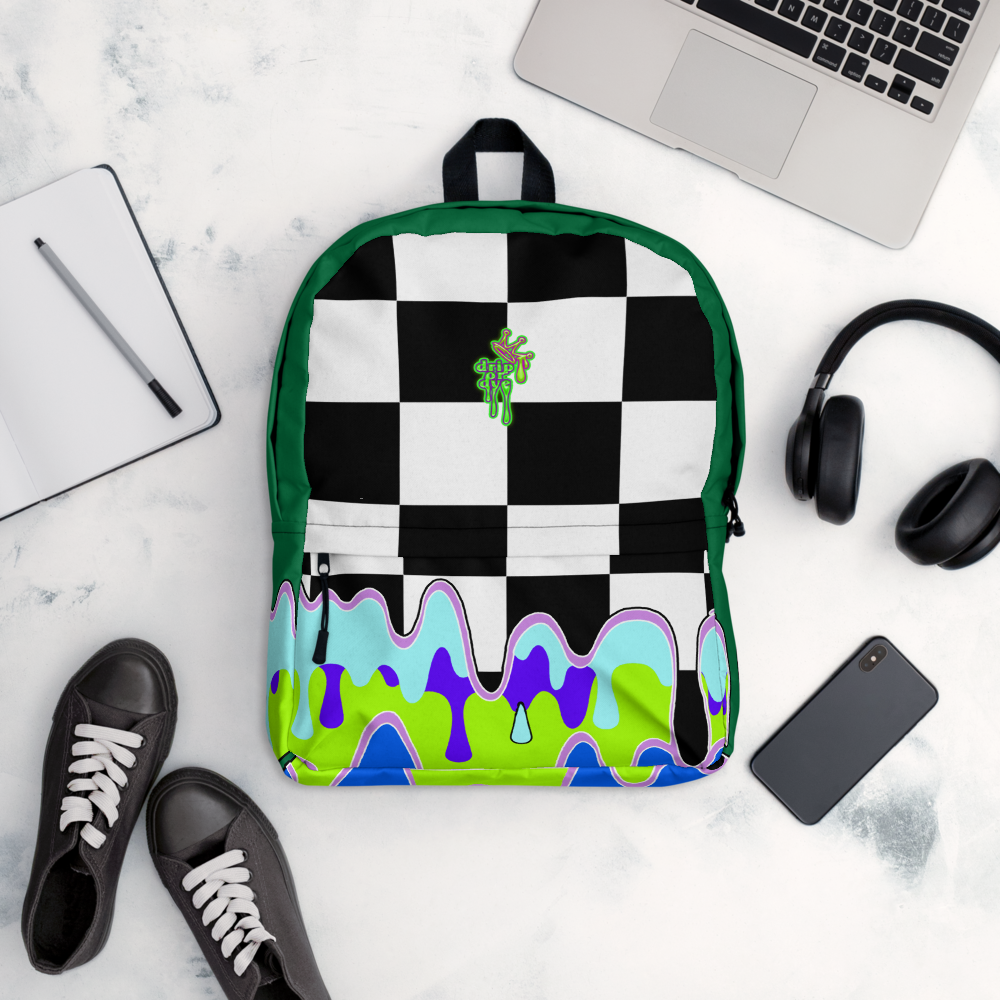 DRIP OR DYE | Checker Drip Backpack Pine Forest Green