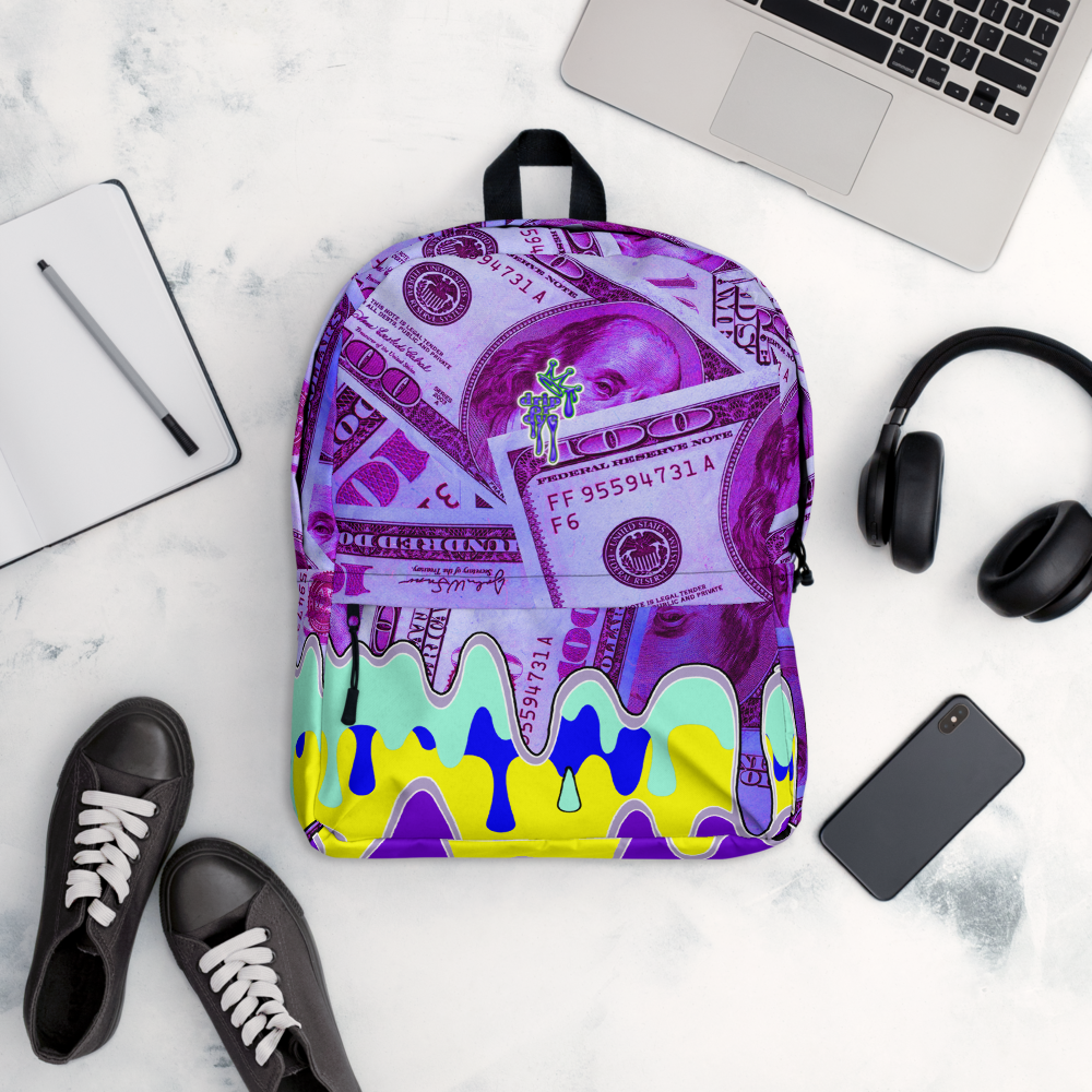DRIP OR DYE | Cash Drip Dirty Money Made Clean Bag of Money Manifest Backpack Pink Money BlueFace
