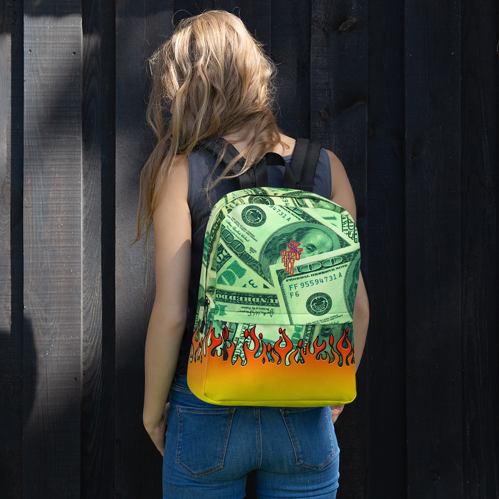 DRIP OR DYE | Money Flames Cash 2 Burn Bag of Money Manifest Backpack Lava Guap