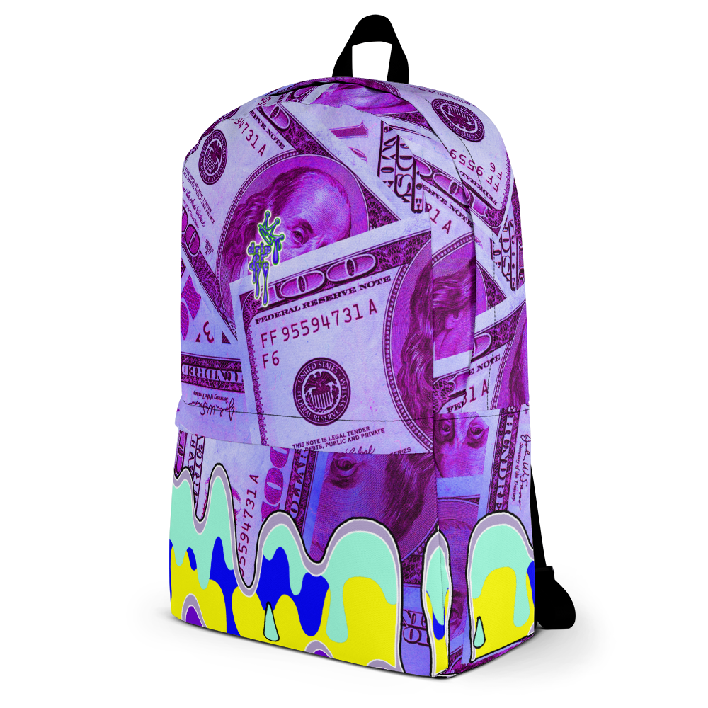 DRIP OR DYE | Cash Drip Dirty Money Made Clean Bag of Money Manifest Backpack Pink Money BlueFace