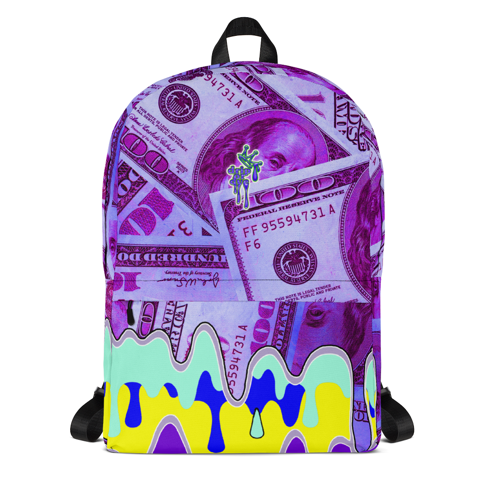 DRIP OR DYE | Cash Drip Dirty Money Made Clean Bag of Money Manifest Backpack Pink Money BlueFace