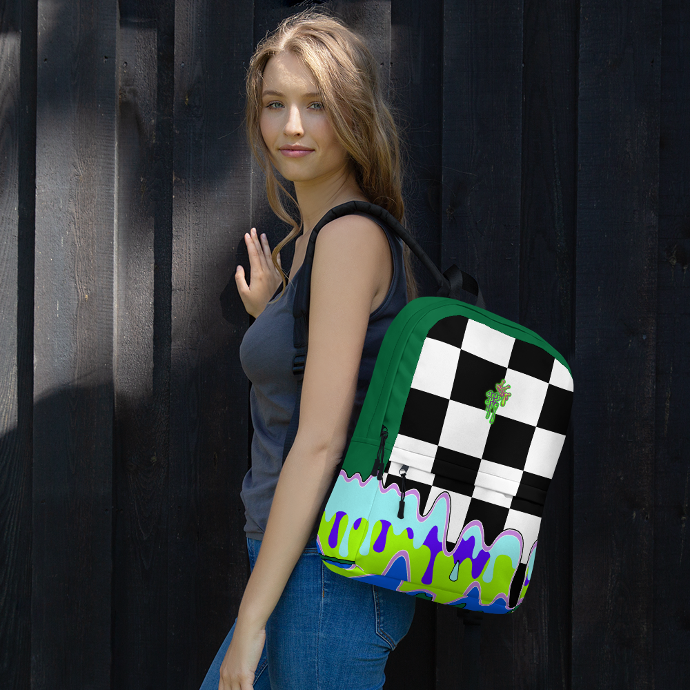 DRIP OR DYE | Checker Drip Backpack Pine Forest Green