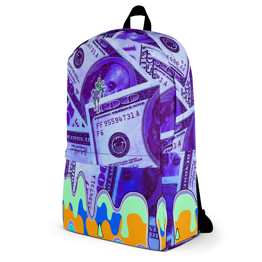DRIP OR DYE | Cash Drip Dirty Money Made Clean Bag of Money Manifest Backpack Purple Money BlueFace