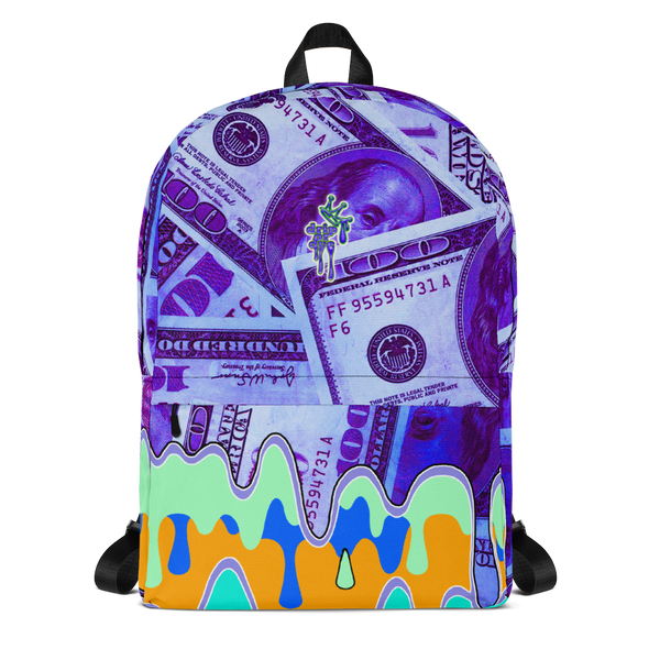 DRIP OR DYE | Cash Drip Dirty Money Made Clean Bag of Money Manifest Backpack Purple Money BlueFace