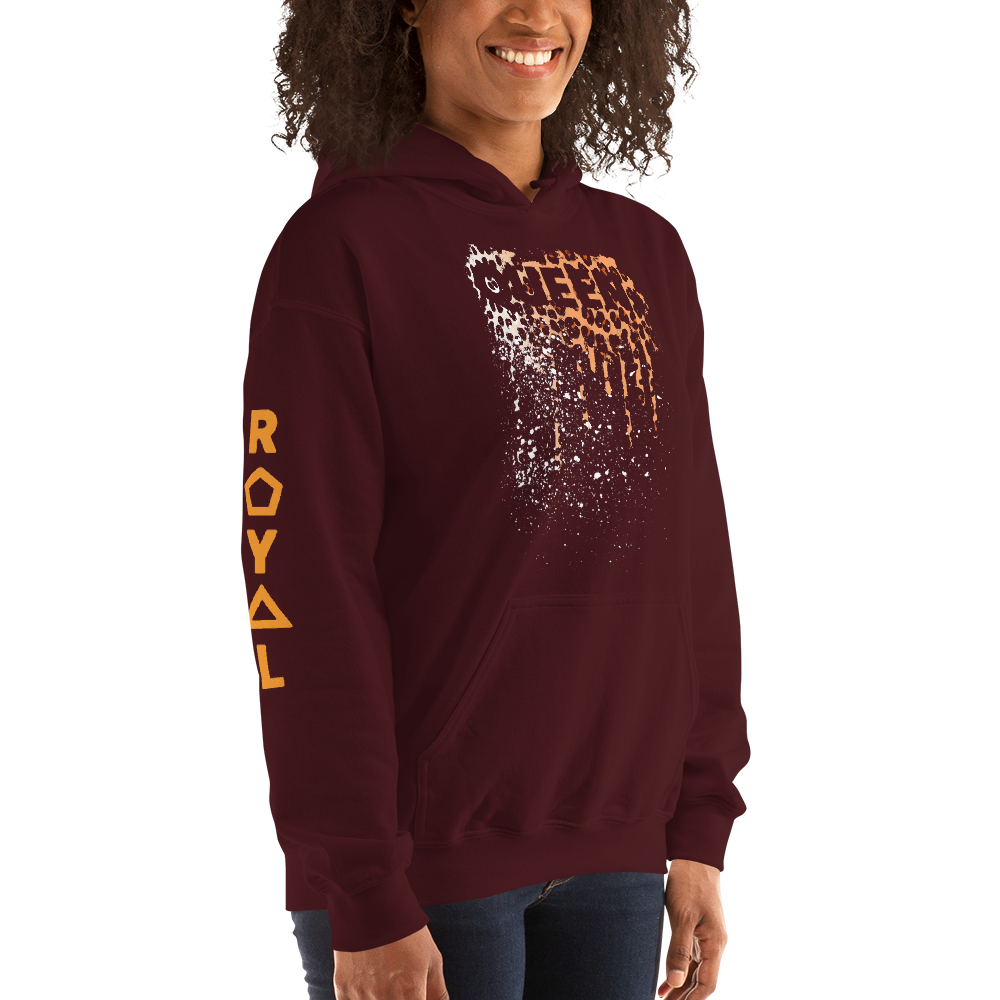 .R.O.Y.A.L. QUEEN DRIP HOODIE HUMAN-IMAL CHEETAH MAROON