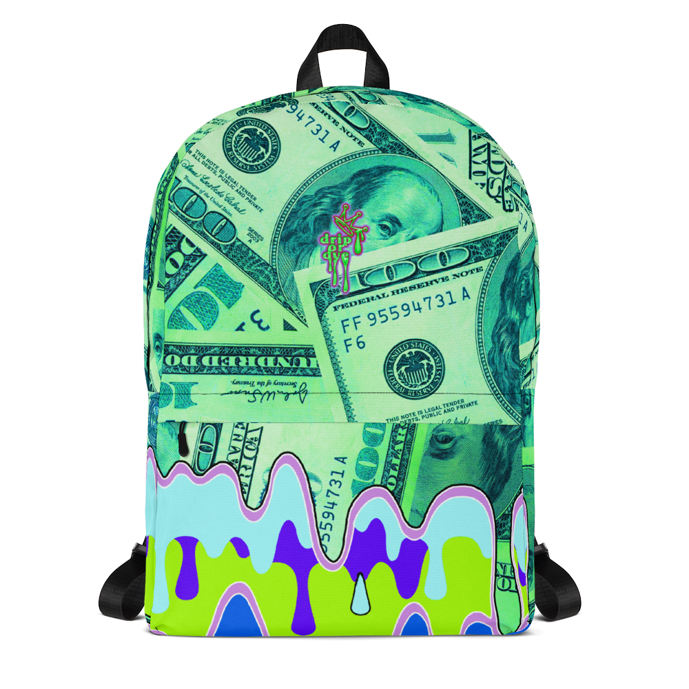 DRIP OR DYE | Cash Drip Dirty Money Made Clean Bag of Money Manifest Backpack Monsta Neon Green