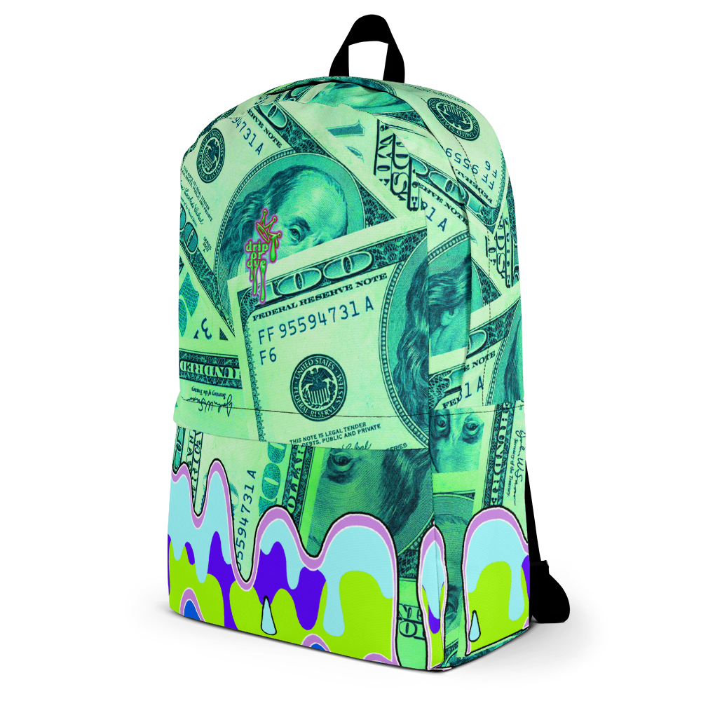 DRIP OR DYE | Cash Drip Dirty Money Made Clean Bag of Money Manifest Backpack Monsta Neon Green