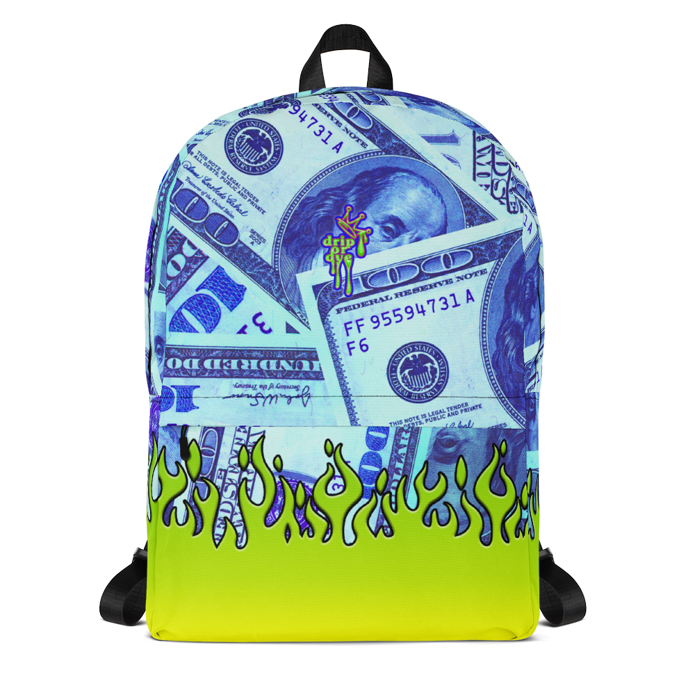 DRIP OR DYE | Money Flames Cash 2 Burn Bag of Money Manifest Backpack Alien Blueface