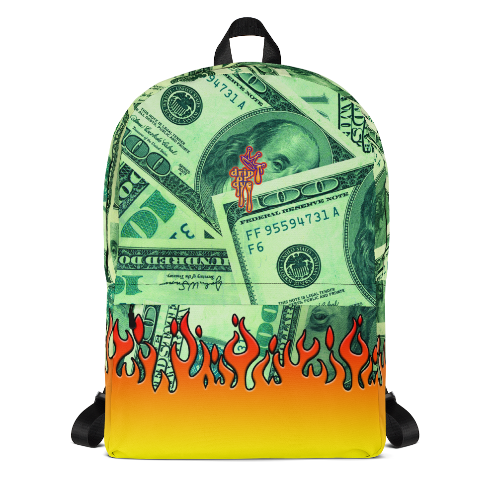 DRIP OR DYE | Money Flames Cash 2 Burn Bag of Money Manifest Backpack Lava Guap