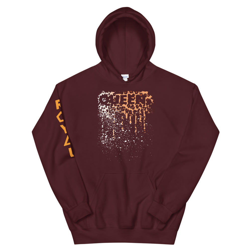 .R.O.Y.A.L. QUEEN DRIP HOODIE HUMAN-IMAL CHEETAH MAROON