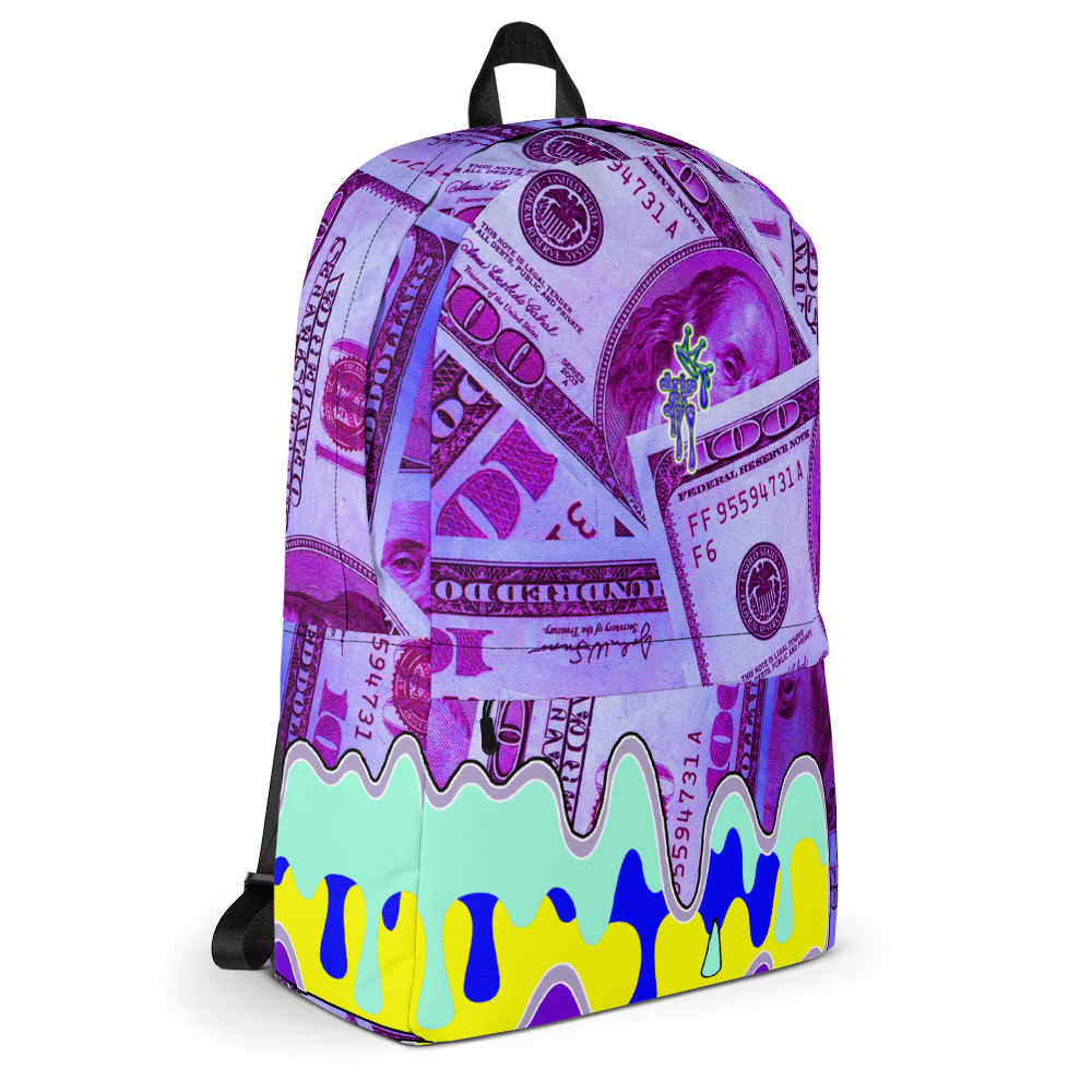 DRIP OR DYE | Cash Drip Dirty Money Made Clean Bag of Money Manifest Backpack Pink Money BlueFace