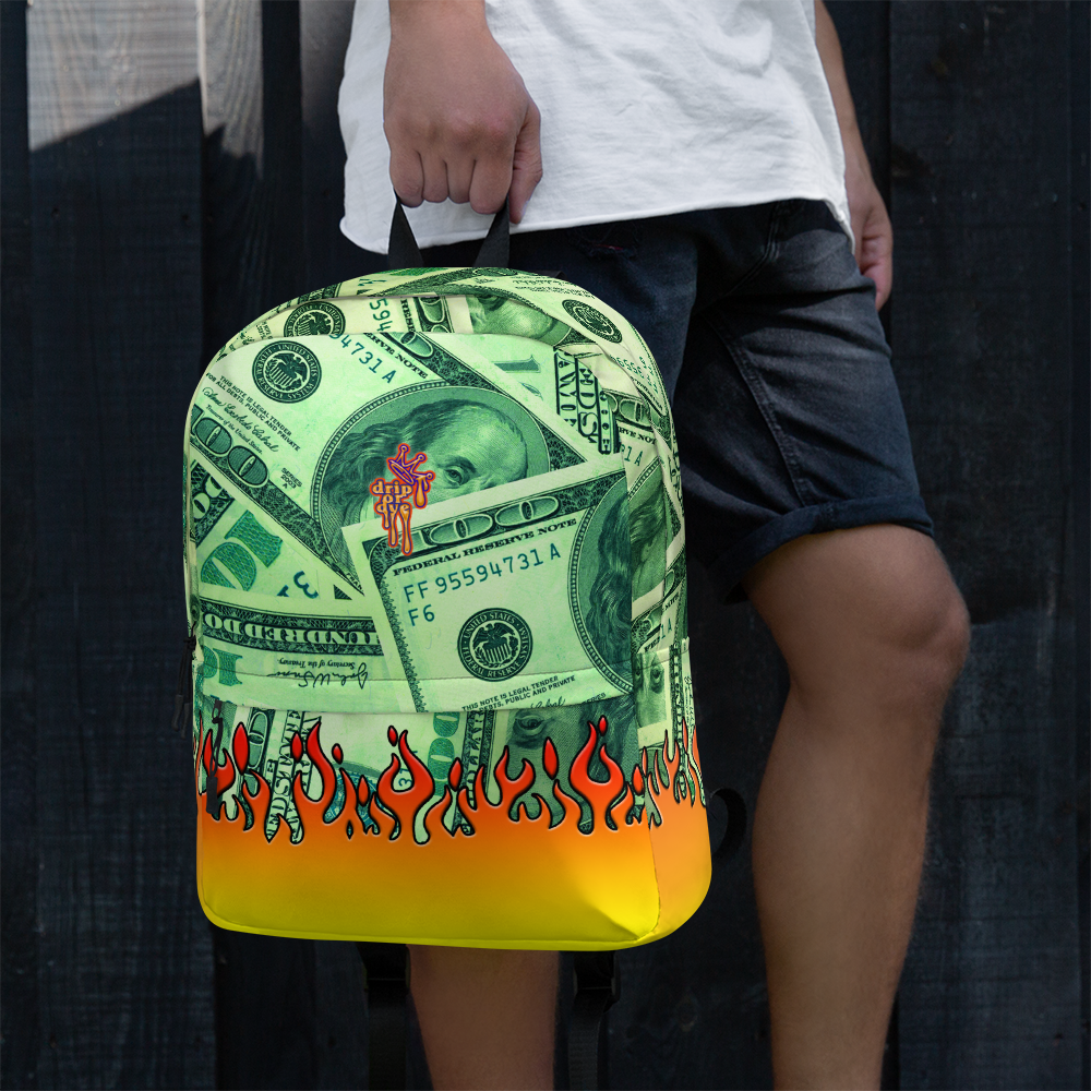 DRIP OR DYE | Money Flames Cash 2 Burn Bag of Money Manifest Backpack Lava Guap