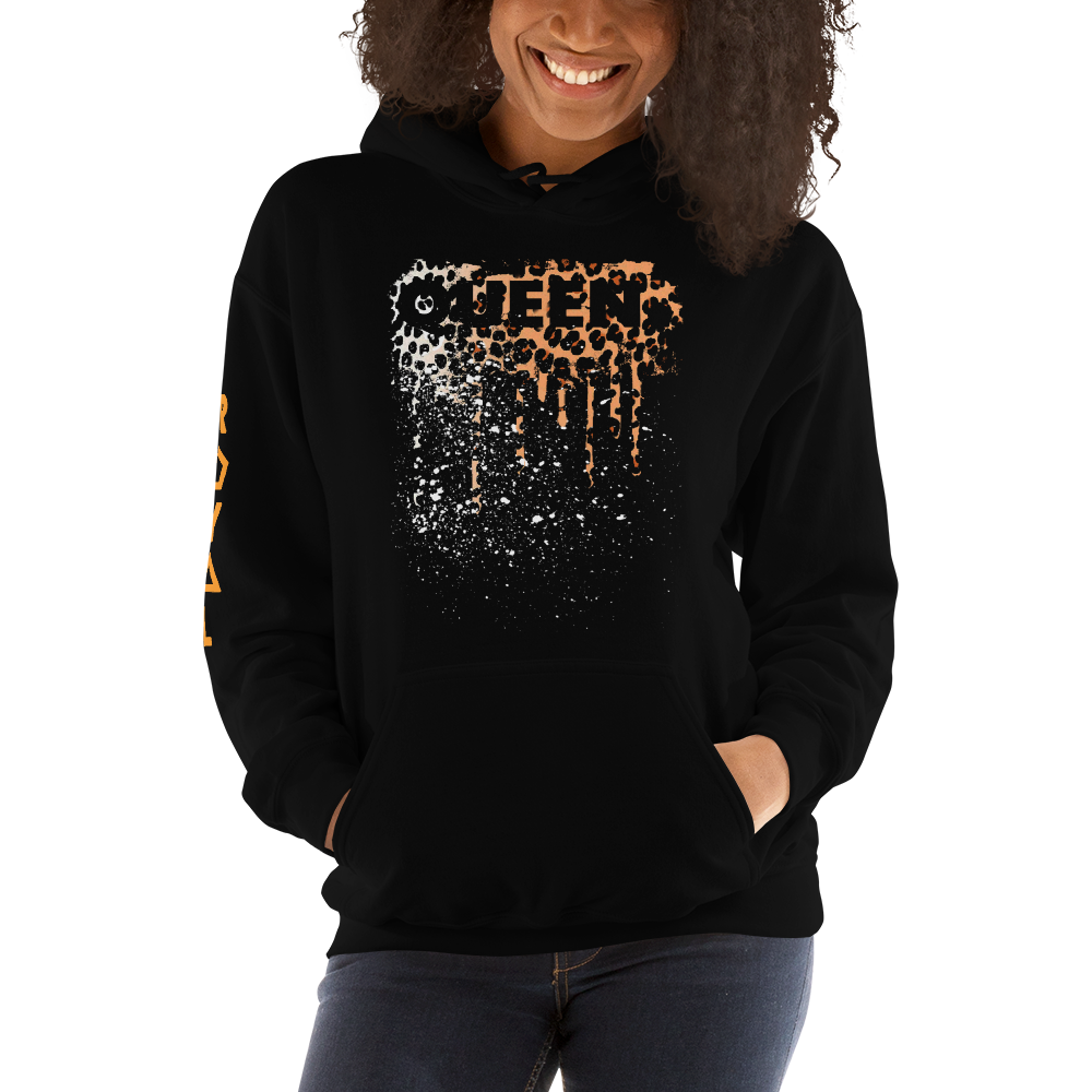 .R.O.Y.A.L. QUEEN DRIP HOODIE HUMAN-IMAL CHEETAH BLK