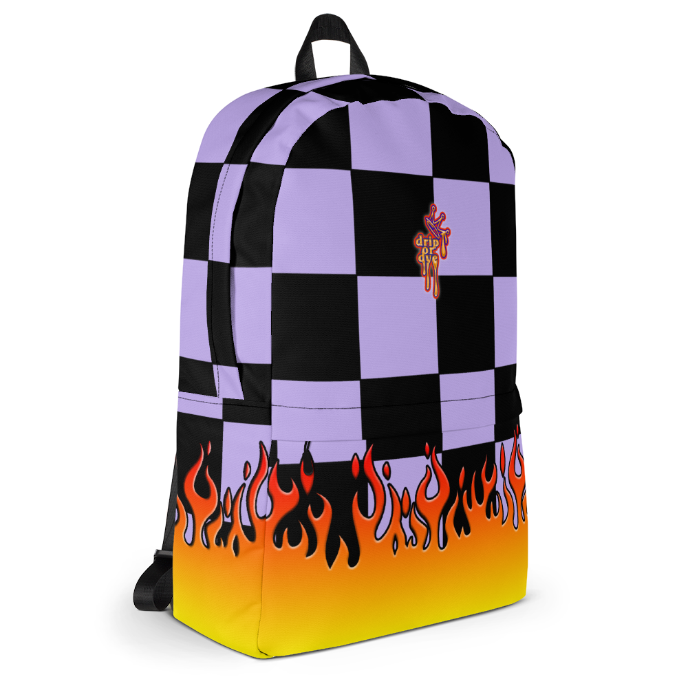 DRIP OR DYE | Checker Flames Backpack Purple Violet