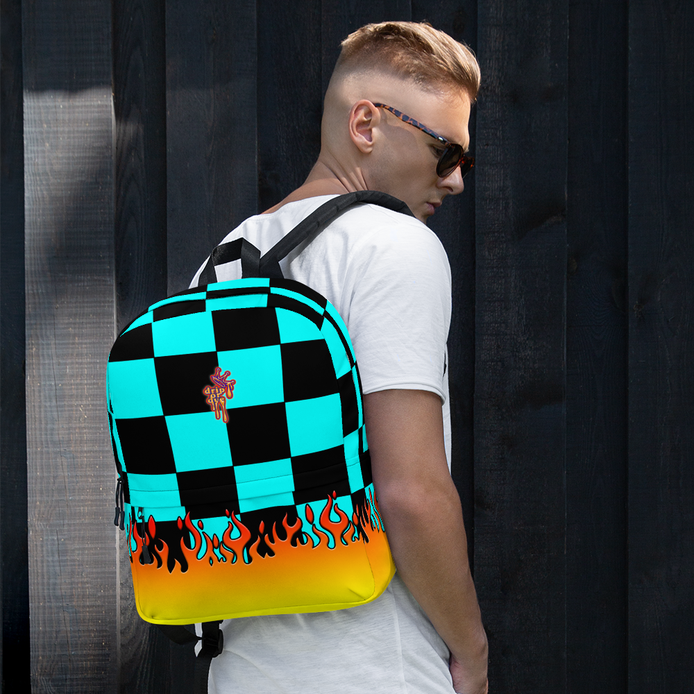 DRIP OR DYE | Checker Flames Backpack Trippy Teal