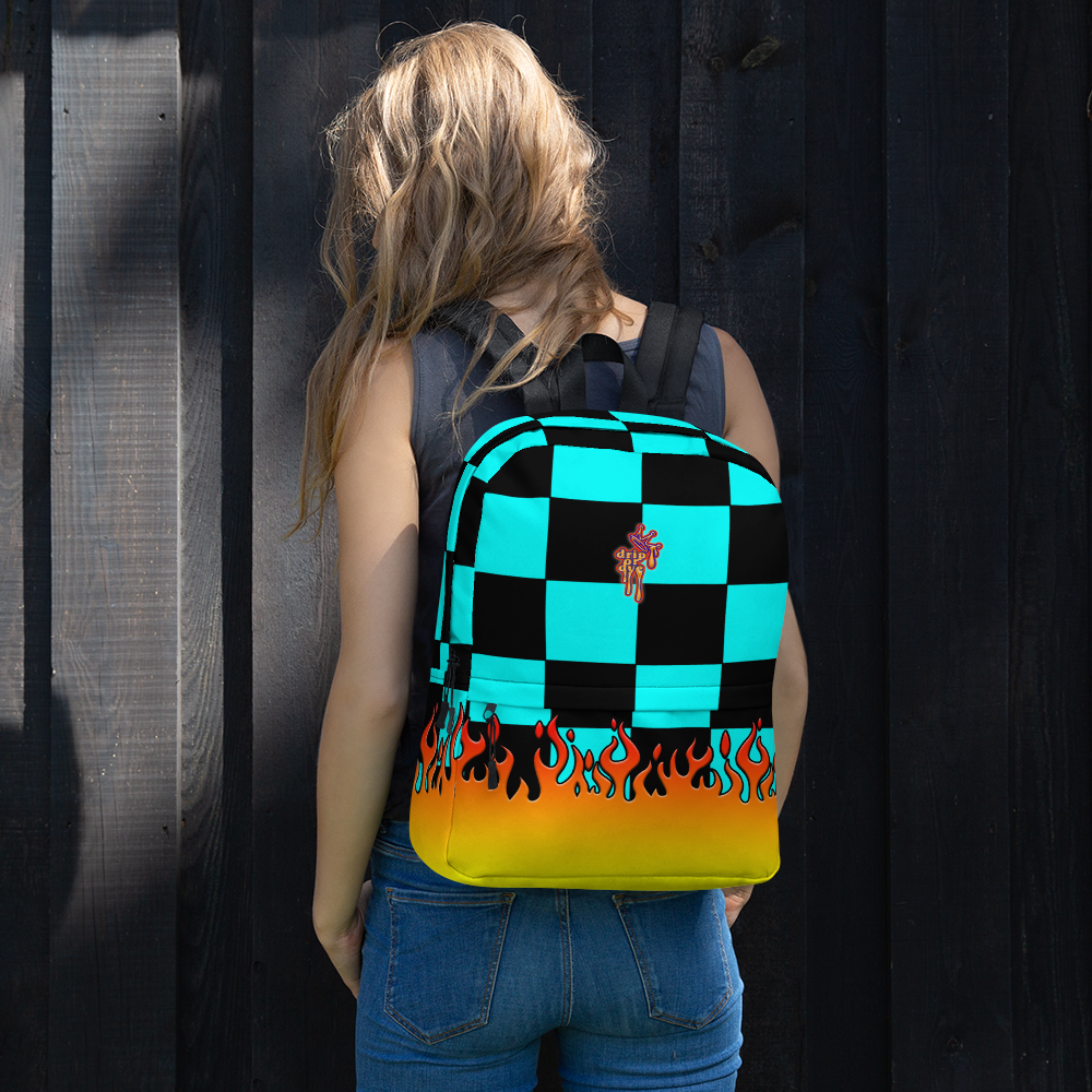 DRIP OR DYE | Checker Flames Backpack Trippy Teal