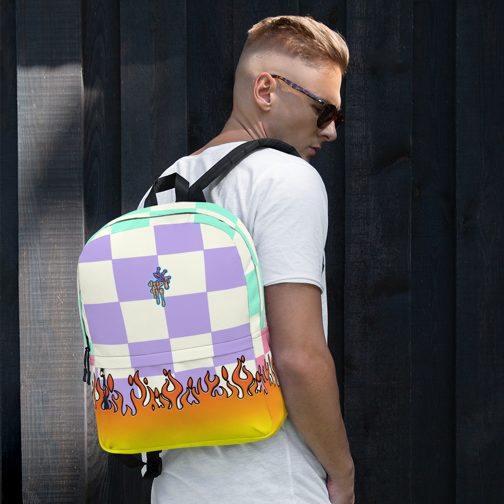 DRIP OR DYE | Checker Flames Color Block Backpack Pastel Purple Violet Seafoam Blue Millenial Pink