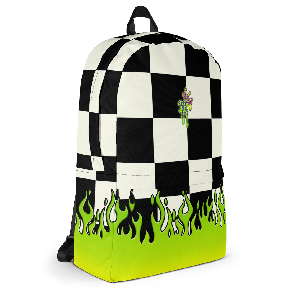 DRIP OR DYE | Checker Flames Backpack Alien Green