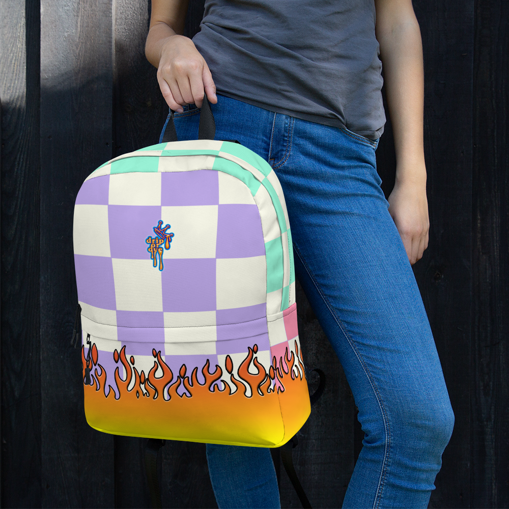 DRIP OR DYE | Checker Flames Color Block Backpack Pastel Purple Violet Seafoam Blue Millenial Pink