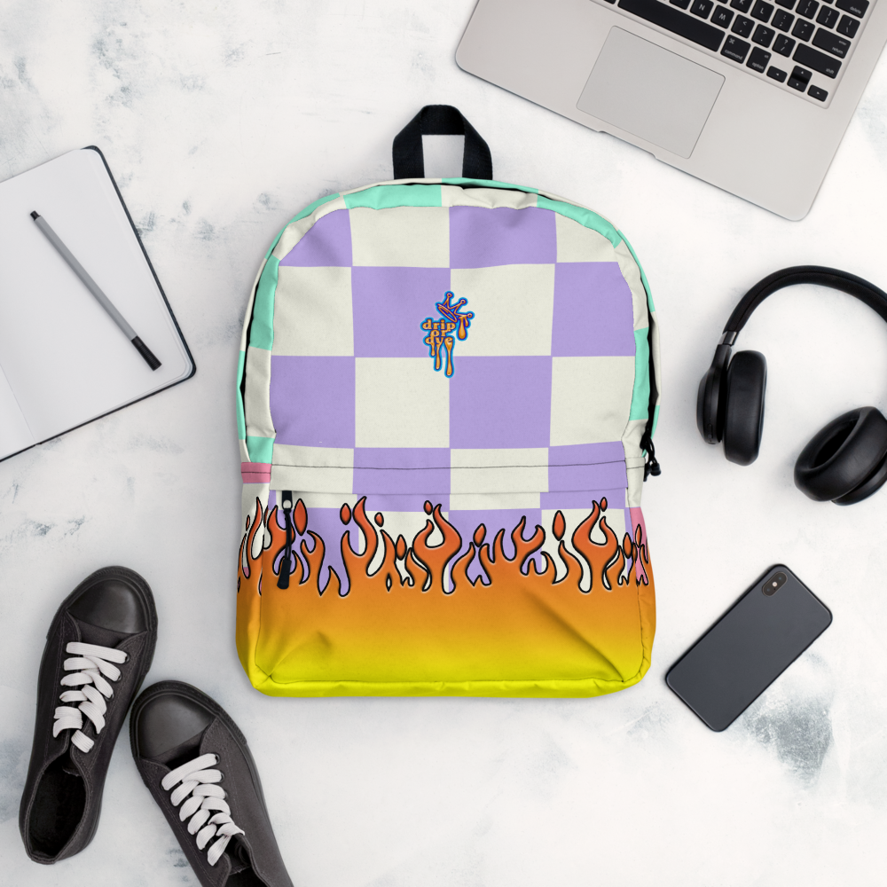 DRIP OR DYE | Checker Flames Color Block Backpack Pastel Purple Violet Seafoam Blue Millenial Pink