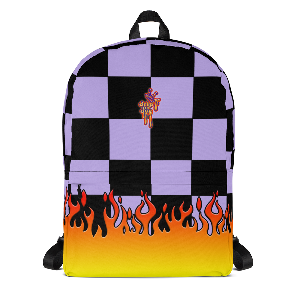 DRIP OR DYE | Checker Flames Backpack Purple Violet