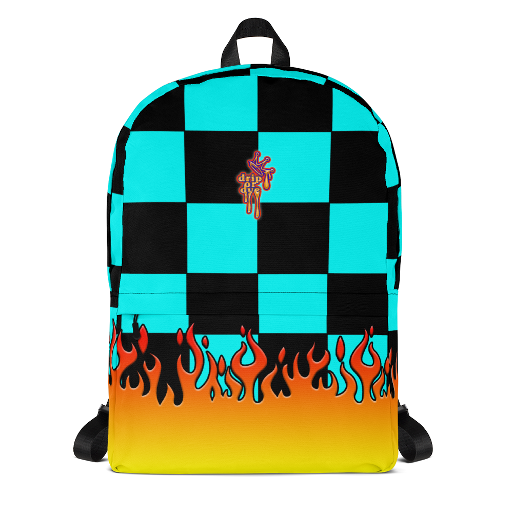 DRIP OR DYE | Checker Flames Backpack Trippy Teal