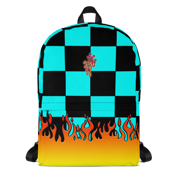DRIP OR DYE | Checker Flames Backpack Trippy Teal