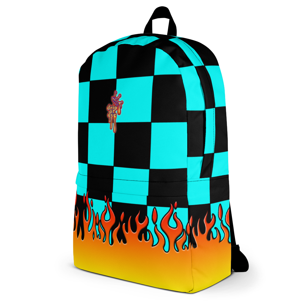 DRIP OR DYE | Checker Flames Backpack Trippy Teal