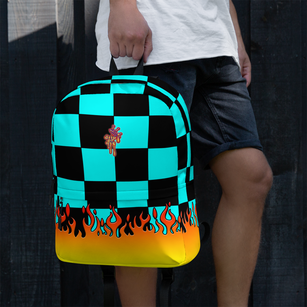 DRIP OR DYE | Checker Flames Backpack Trippy Teal