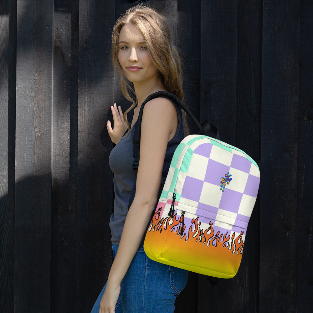 DRIP OR DYE | Checker Flames Color Block Backpack Pastel Purple Violet Seafoam Blue Millenial Pink