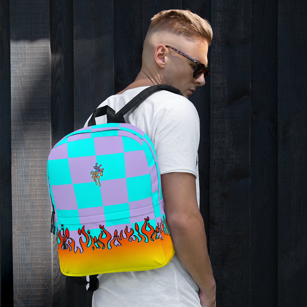 DRIP OR DYE | Checker Flames Backpack Multicolor Violet Sky Blue Carnival