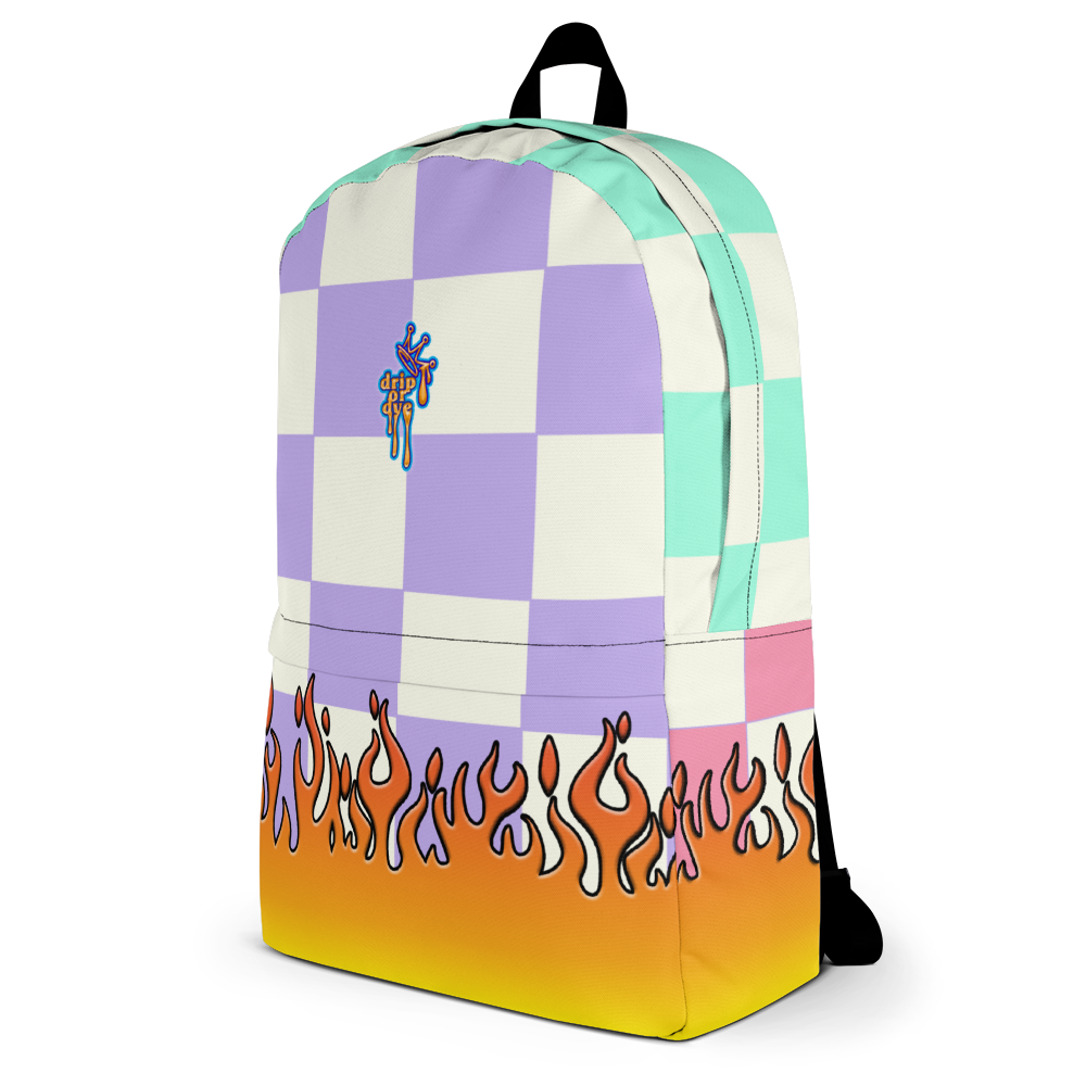 DRIP OR DYE | Checker Flames Color Block Backpack Pastel Purple Violet Seafoam Blue Millenial Pink