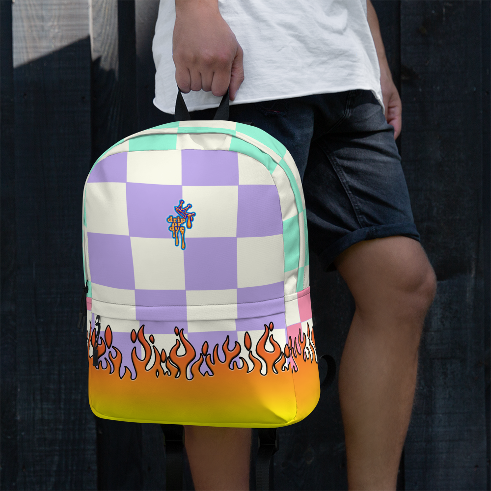 DRIP OR DYE | Checker Flames Color Block Backpack Pastel Purple Violet Seafoam Blue Millenial Pink