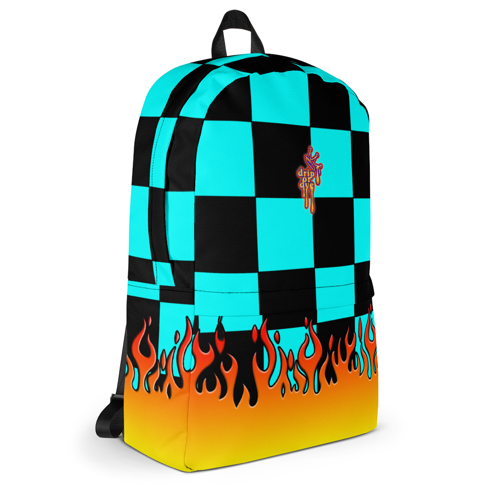 DRIP OR DYE | Checker Flames Backpack Trippy Teal