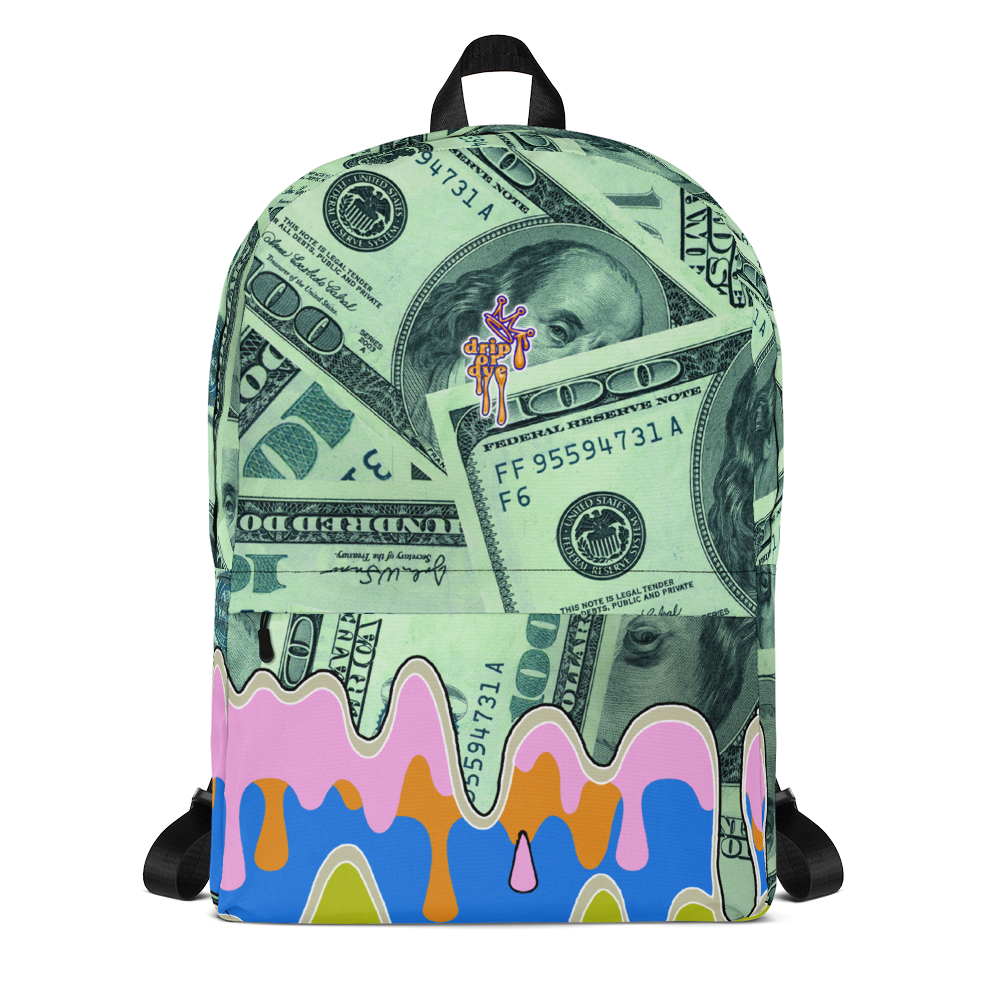DRIP OR DYE | Cash Drip Dirty Money Made Clean Bag of Money Manifest Backpack Pink N Green