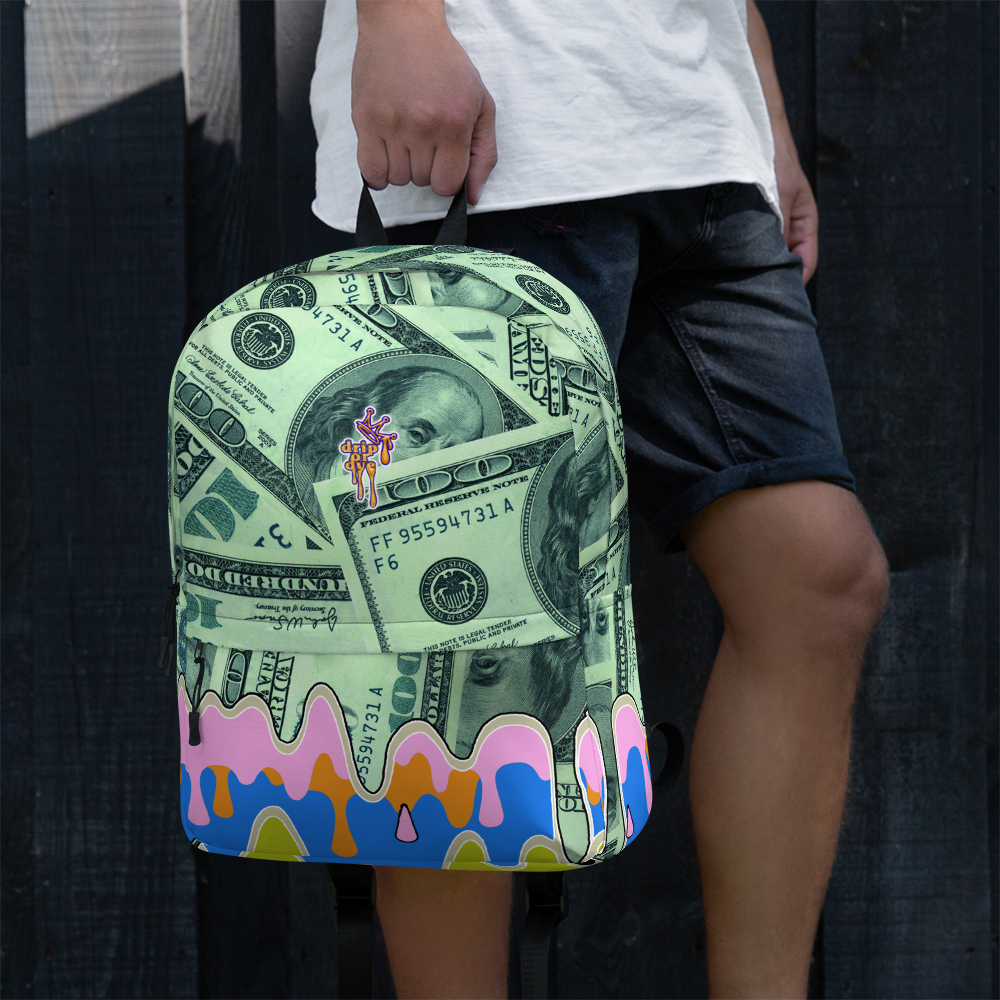 DRIP OR DYE | Cash Drip Dirty Money Made Clean Bag of Money Manifest Backpack Pink N Green