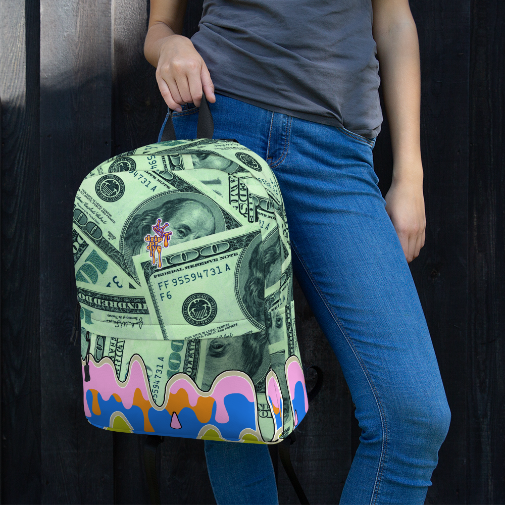 DRIP OR DYE | Cash Drip Dirty Money Made Clean Bag of Money Manifest Backpack Pink N Green