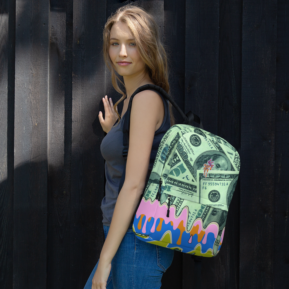DRIP OR DYE | Cash Drip Dirty Money Made Clean Bag of Money Manifest Backpack Pink N Green