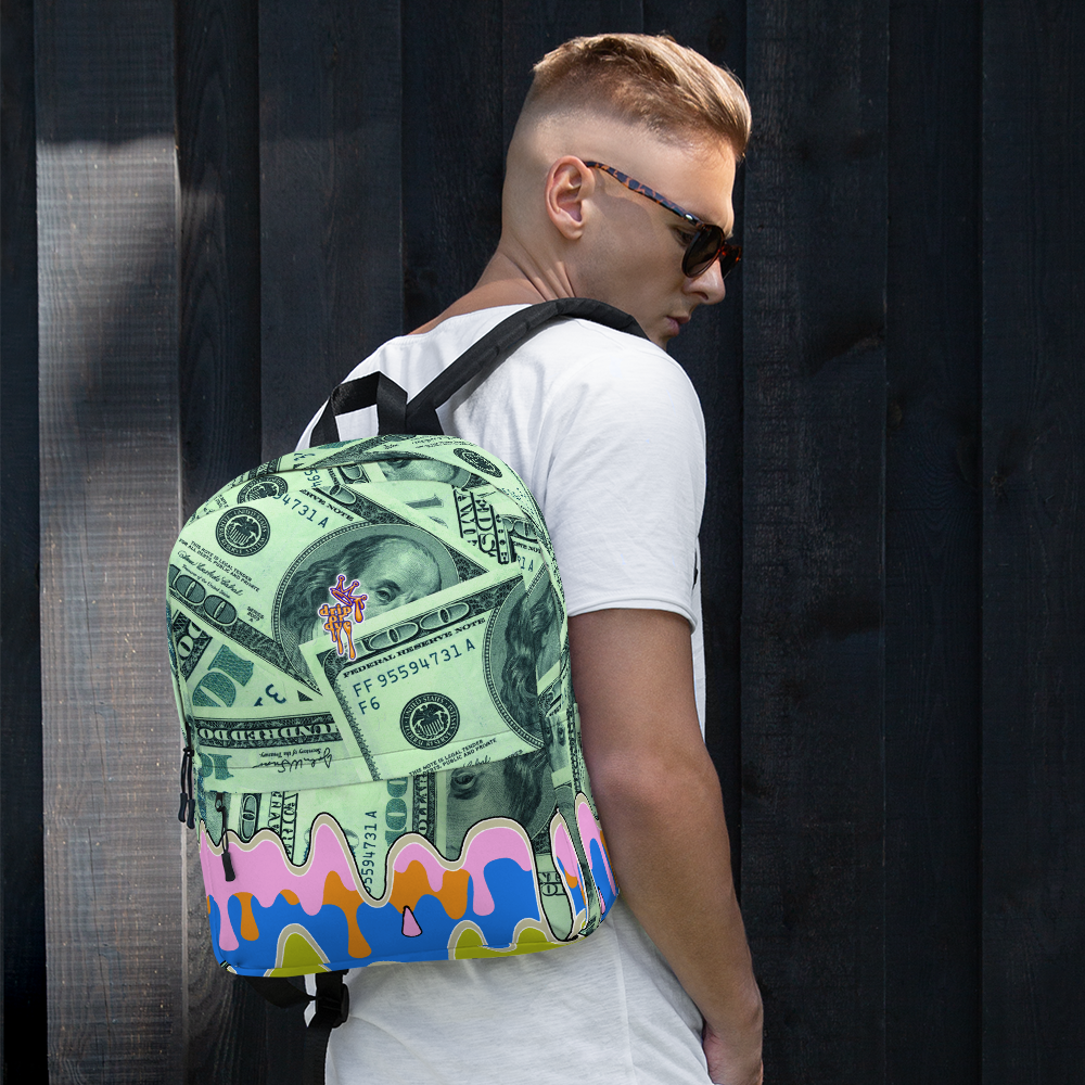 DRIP OR DYE | Cash Drip Dirty Money Made Clean Bag of Money Manifest Backpack Pink N Green